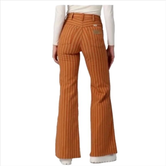 Wrangler Wanderer 622 High Rise Flare Jeans Goldie Orange Brown Stripe - Picture 8 of 9
